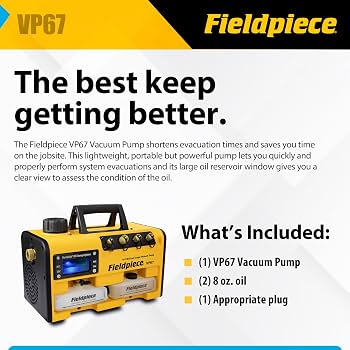 Fieldpiece VP67EU - 6 CFM (10,2 m3/ h) kolay yağ değiştirme sistemli