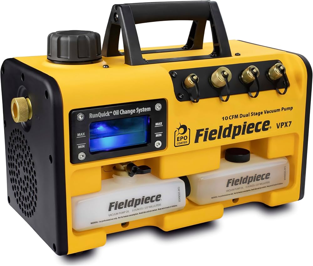 Fieldpiece VPX7EU - R32 Uyumlu Vakum Pompaları - 10 CFM (17 m3/ h) Kolay Yağ Değiştirme Sistemli